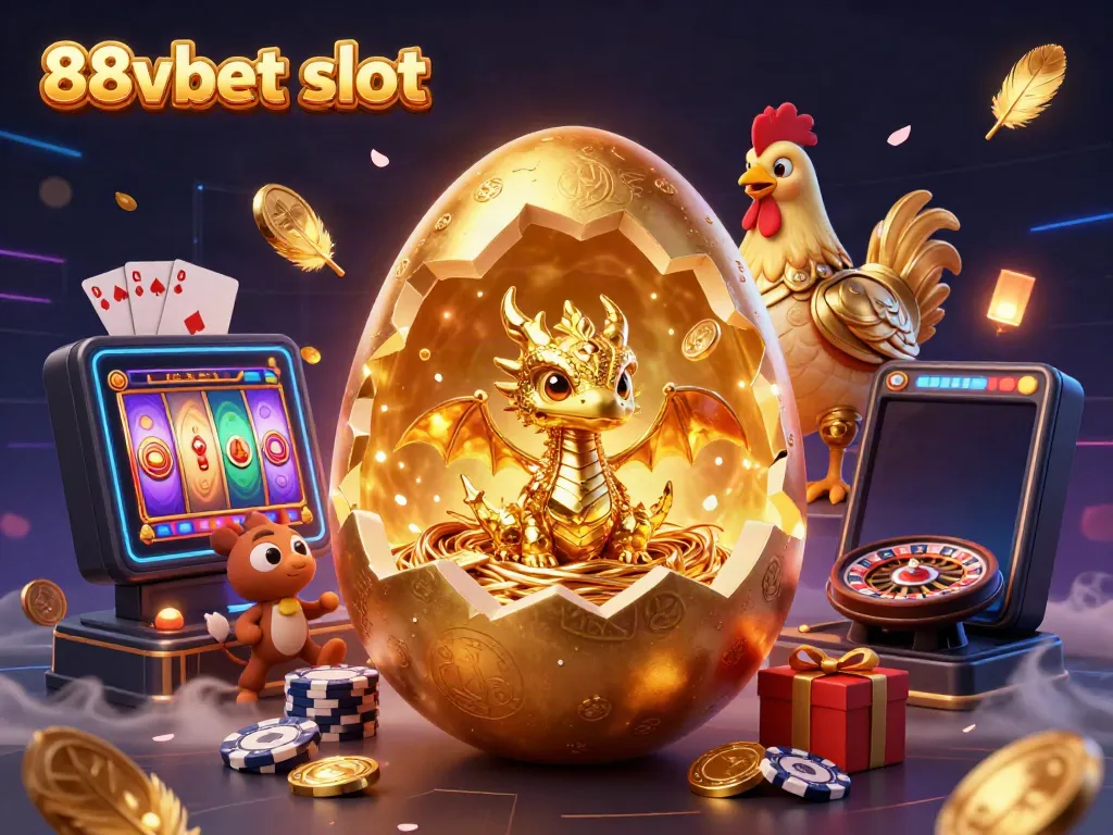 Engaging scene of 88vbet slot featuring a golden dragon, poker chips, and vibrant casino elements