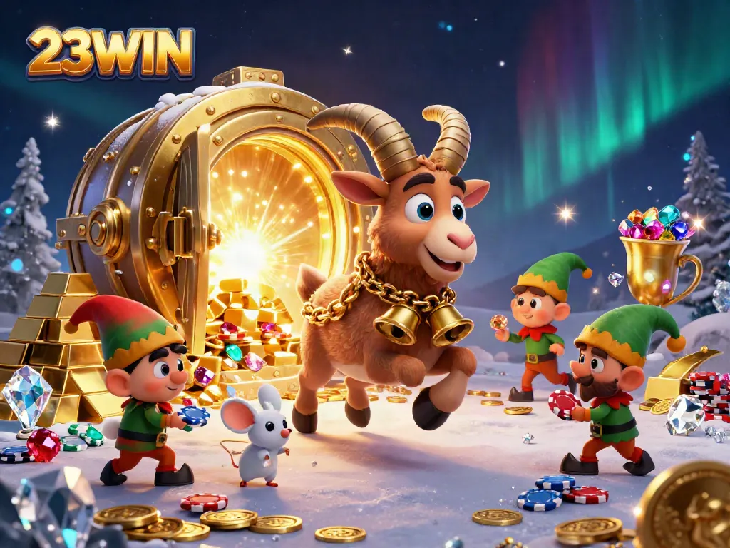 23WIN showcases a festive Krampus running a holiday-horror casino, featuring golden treasures and interactive characters.