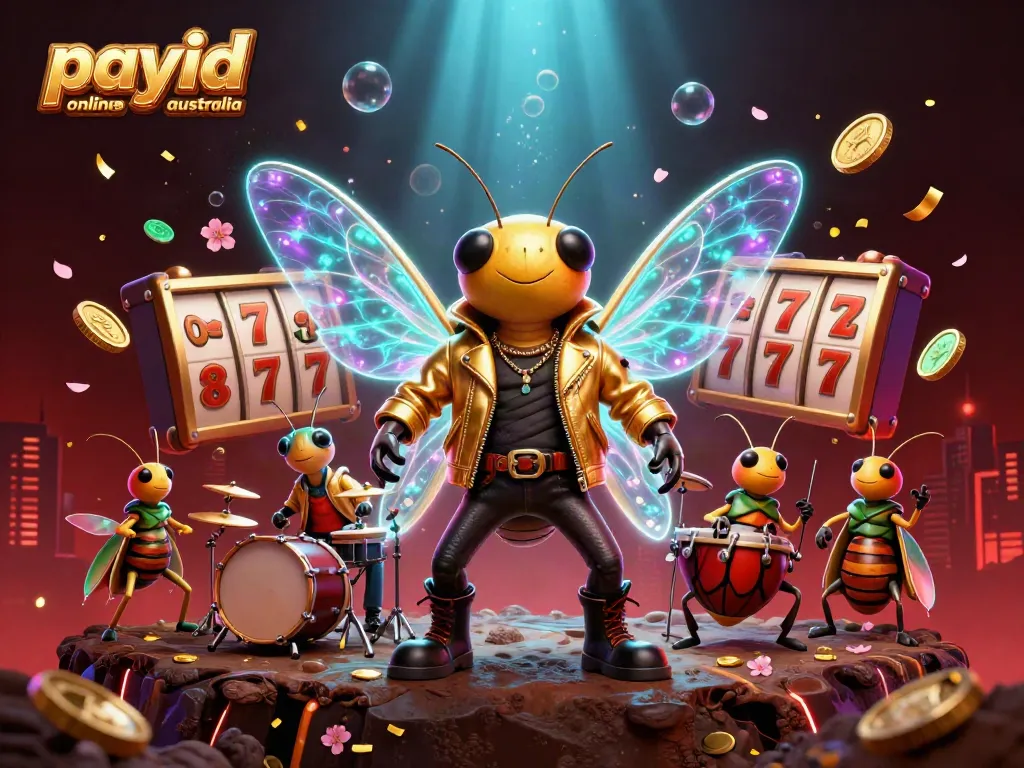 Experience the excitement of payid online casino australia with vibrant 3D characters celebrating in a lively casino scene.