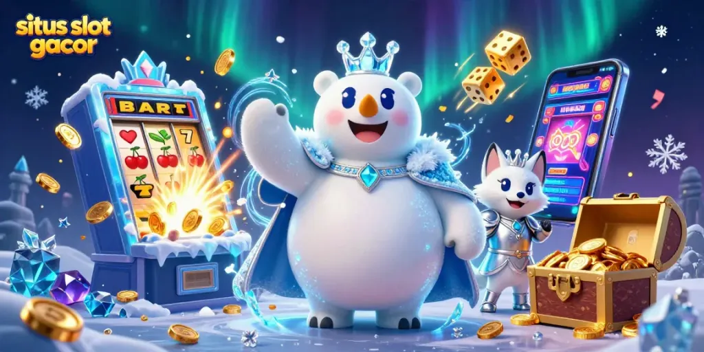 Spin to win with situs slot gacor in a vibrant casino scene featuring exploding jackpots and animated game symbols.