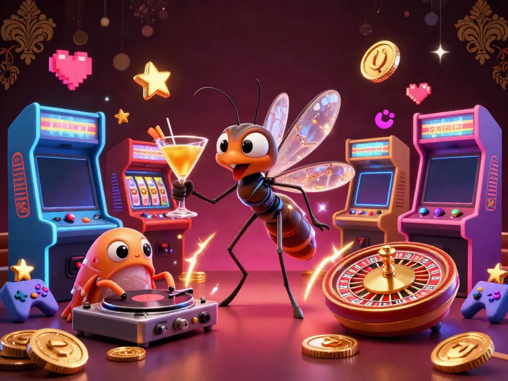 Winning at nk88 by experiencing an energetic casino scene featuring animated characters and vibrant game elements.