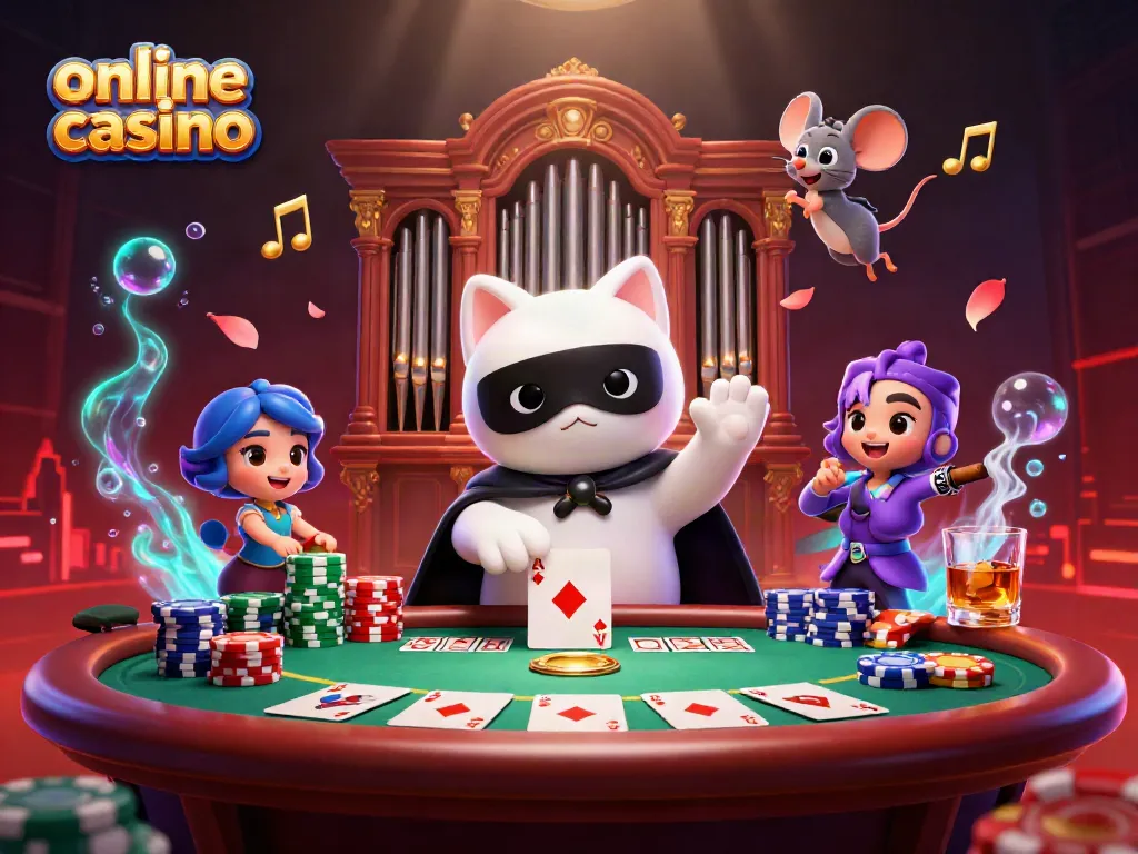 Engage in exciting online casino adventures with our charming phantom character and playful acrobat.