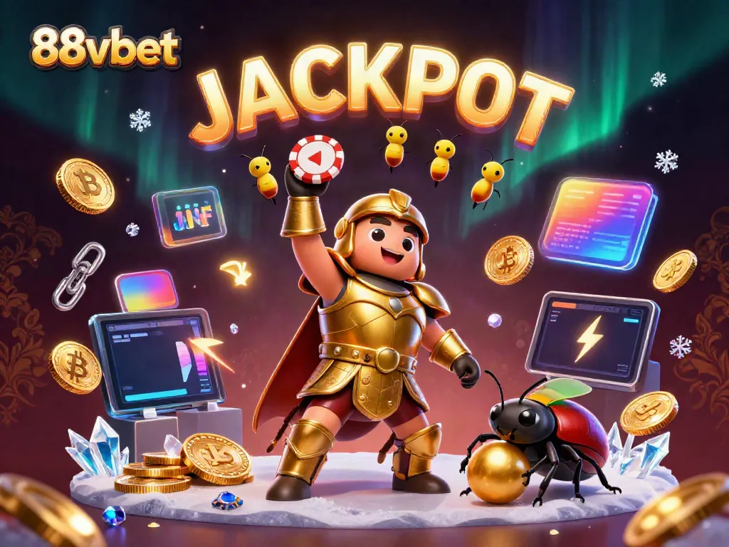 Experience the thrills of betting with 88vbet's dynamic 3D casino action scene and jackpot celebration.