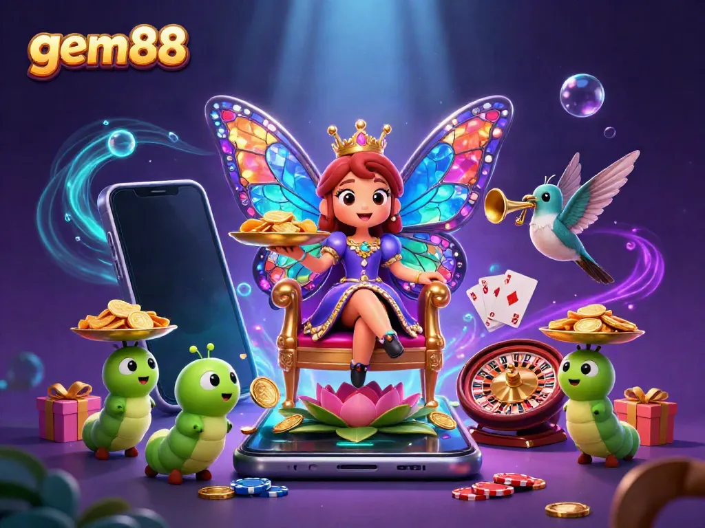 Play slots and experience the magical gem88 casino with animated characters and vibrant assets.