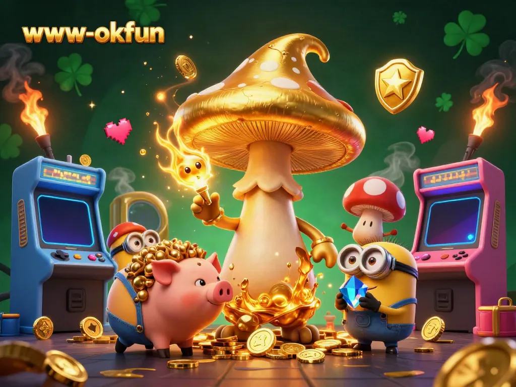 Engage with thrilling magic and treasure hunting at www-okfun with golden mushroom wizard and truffle pig.