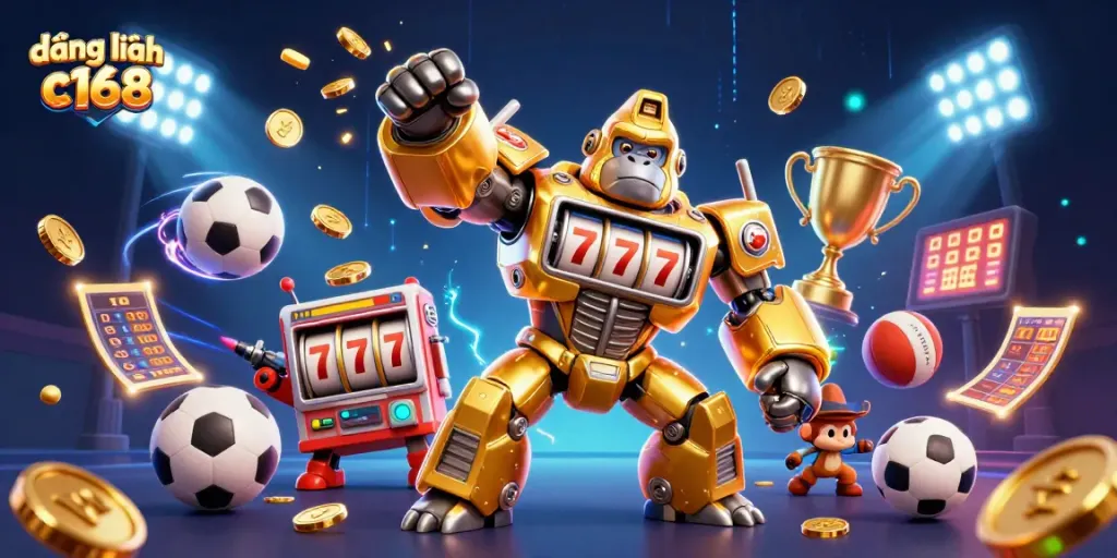 Engage with đăng nhập c168 through a dynamic online gaming scene featuring vibrant casino elements.