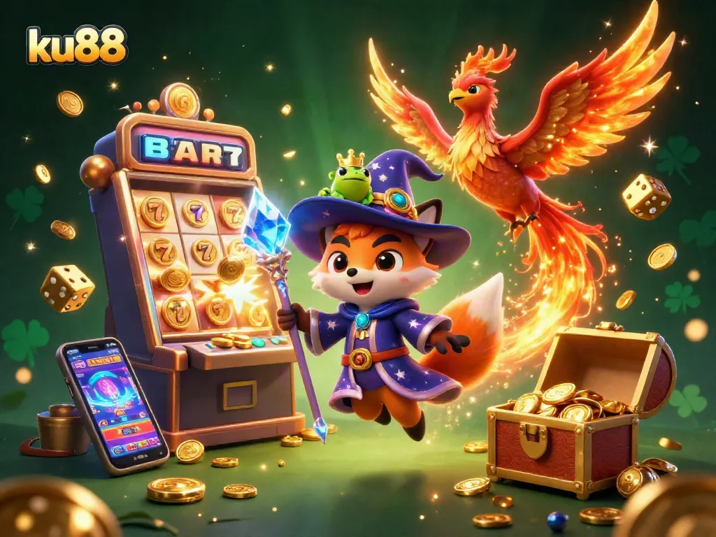 Experience the excitement of ku88 with dynamic casino elements and vibrant characters in a magical setting.