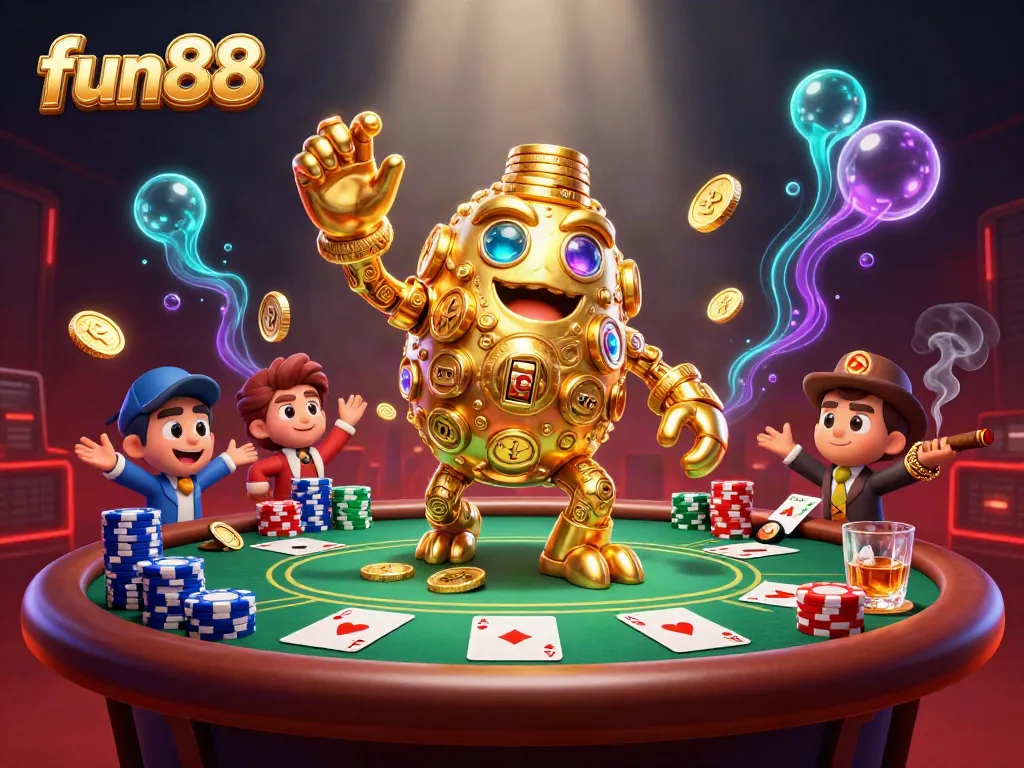 Engage in gaming with fun88 as vibrant poker elements and animated characters create excitement.
