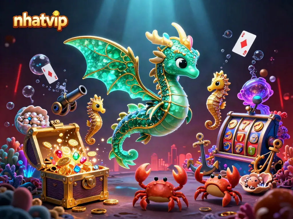 Nhatvip offers a vibrant casino experience with emerald sea dragons and exciting slot elements.