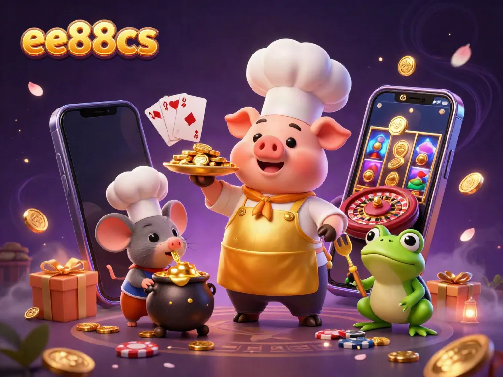 Experience the excitement at ee88cs with a vibrant casino scene featuring unique characters and games.